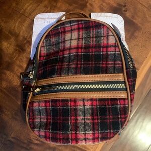 Tommy Bahama Red and Black Plaid Backpack